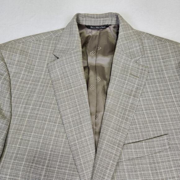 David Donahue Connor Sport Coat Mens 40R Blazer Gray Plaid Wool Designer Jacket - Picture 1 of 16